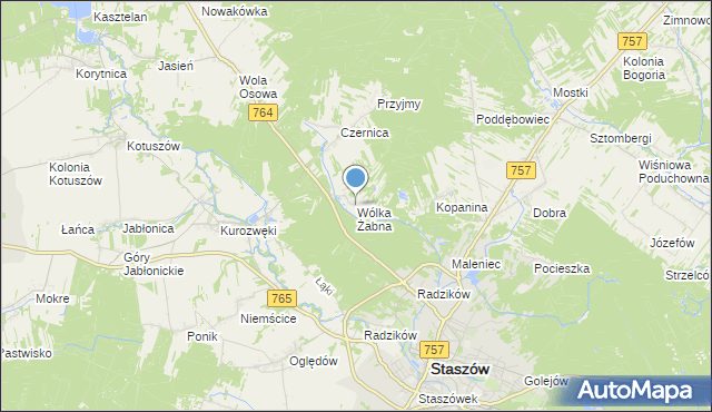 mapa Wólka Żabna, Wólka Żabna na mapie Targeo